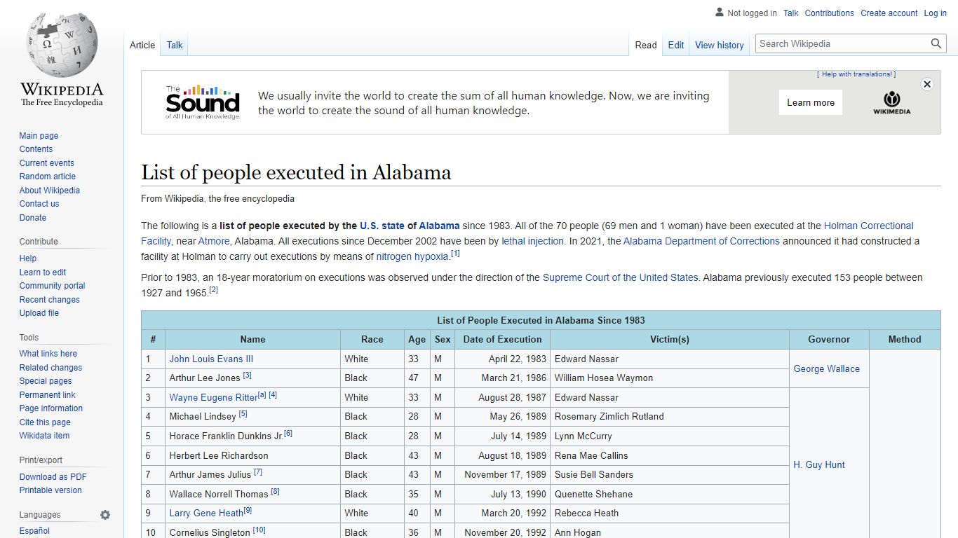 List of people executed in Alabama - Wikipedia